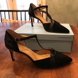 Antonio Melani black leather/suede heels size 10
